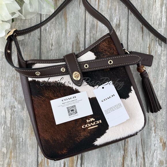 Authentic Coach Hadley Mini Crossbody Bag With Cow Print And Tassel Purse - Picture 5 of 16